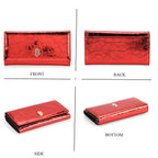 La Marey Signature Genuine Leather B Letterpress Clutch Bag with Long Chain - Red