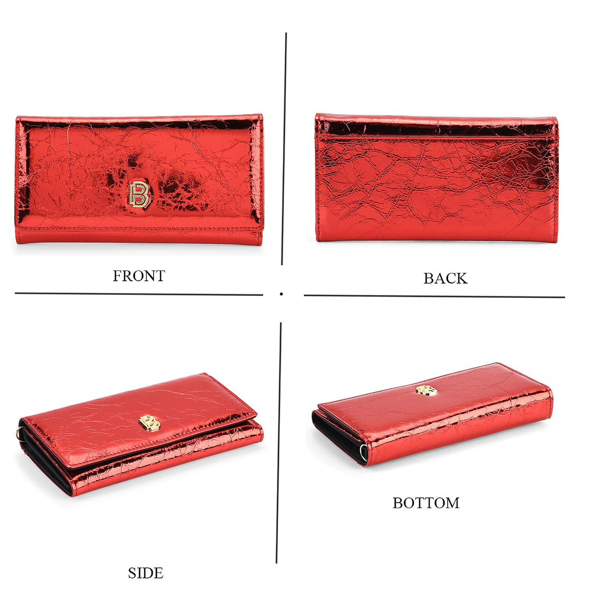 La Marey Signature Genuine Leather B Letterpress Clutch Bag with Long Chain V32538687 5