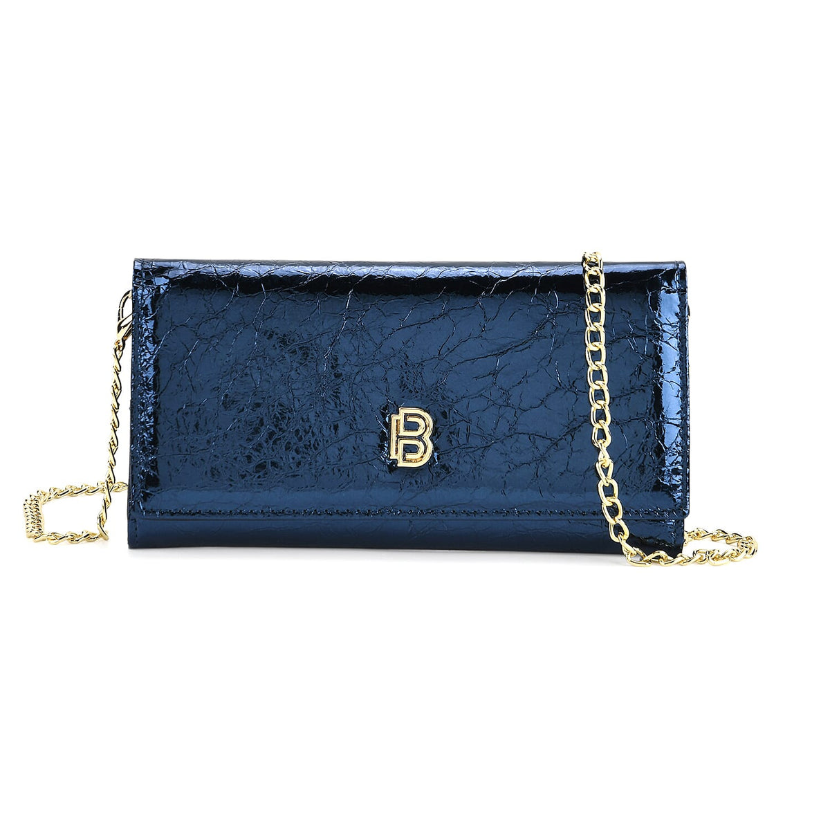 La Marey Signature Genuine Leather B Letterpress Clutch Bag with Long Chain V32529907 0