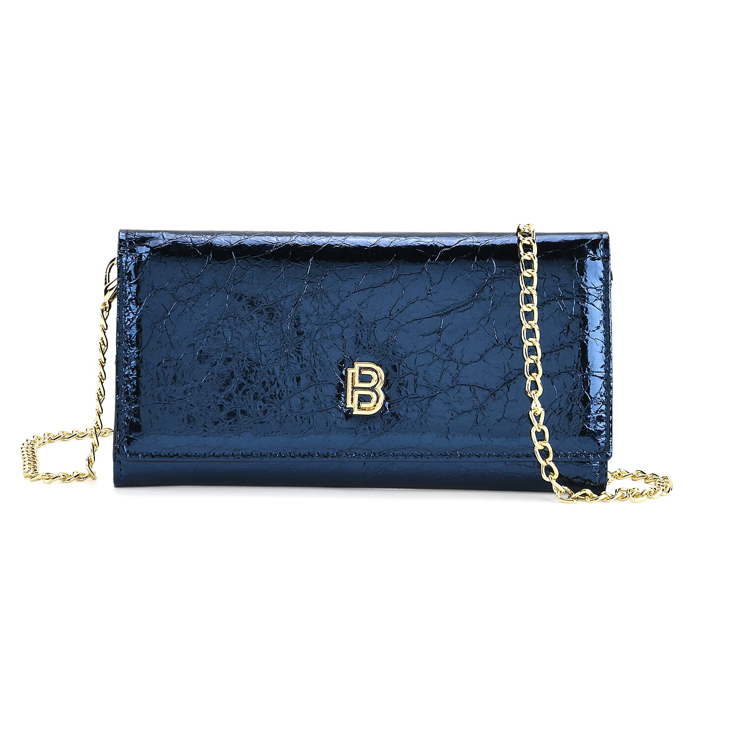 La Marey Signature Genuine Leather B Letterpress Clutch Bag with Long Chain V32529907 0