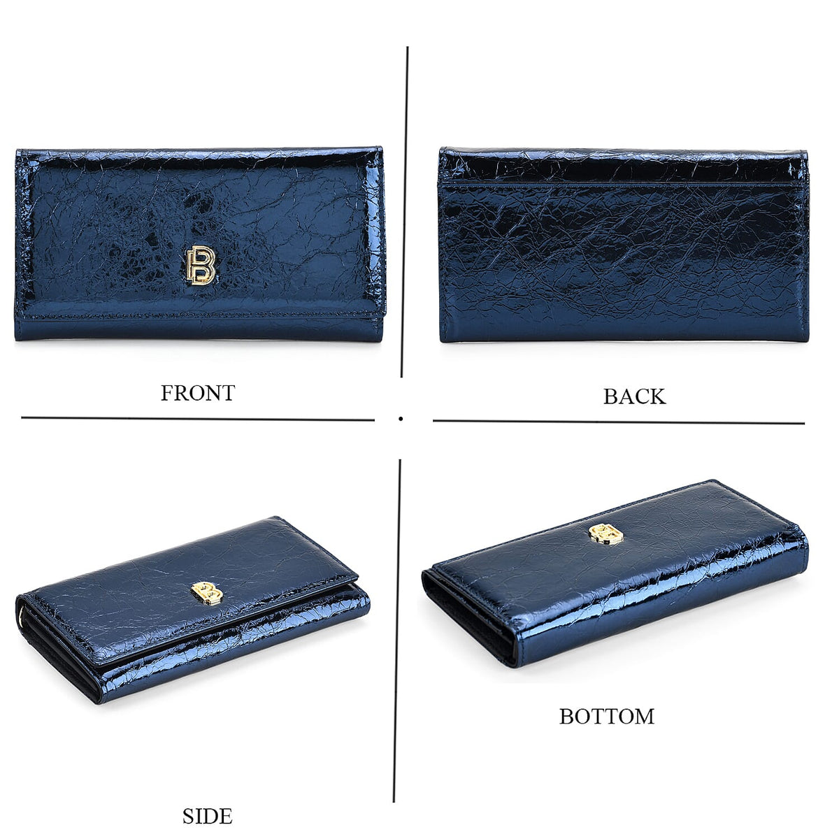 La Marey Signature Genuine Leather B Letterpress Clutch Bag with Long Chain V32529907 5