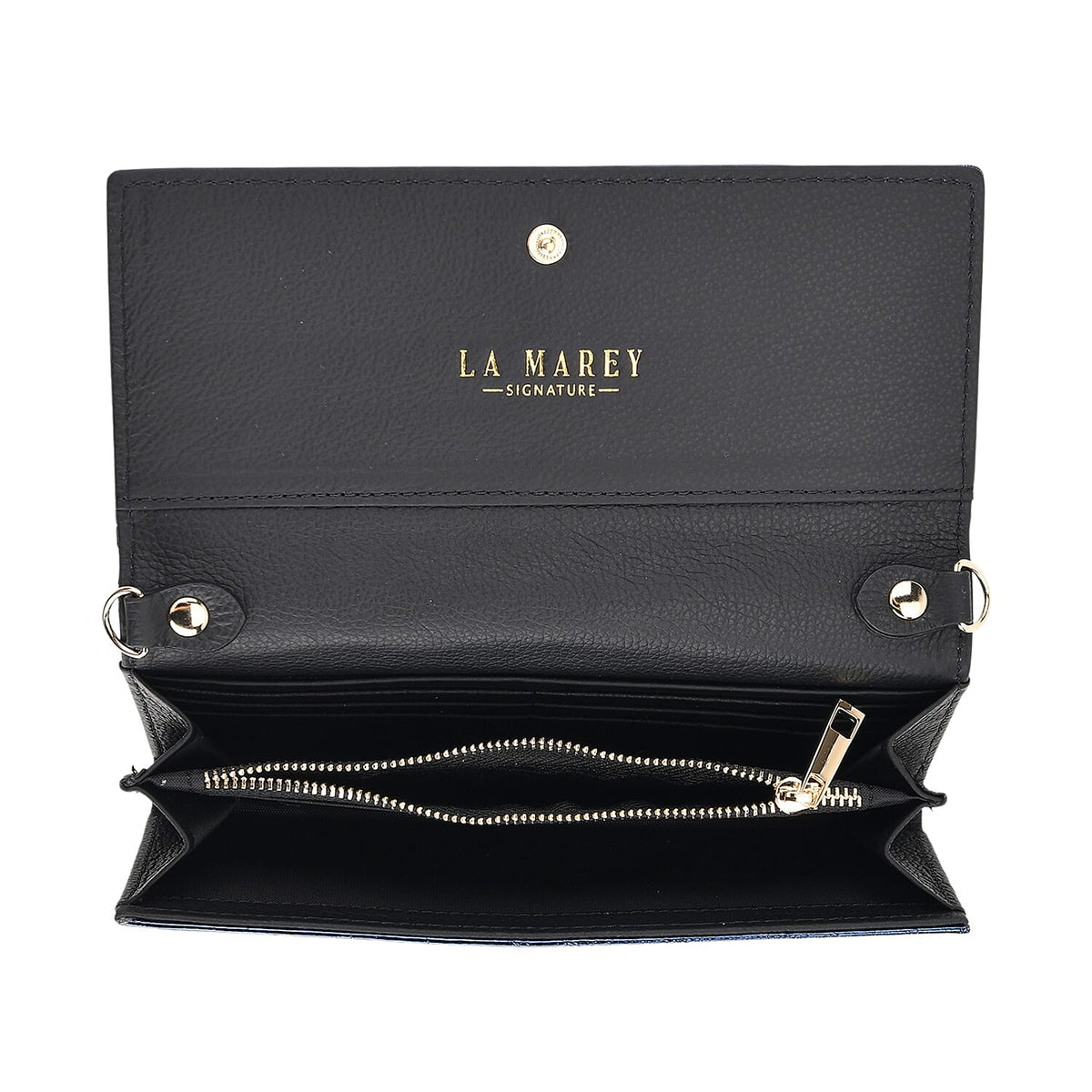 La Marey Signature Genuine Leather B Letterpress Clutch Bag with Long Chain V32529907 6