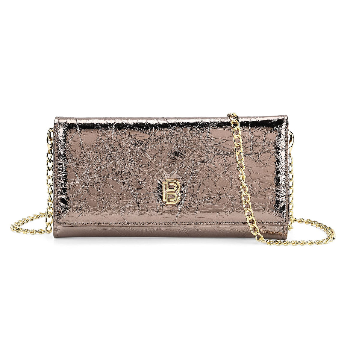 La Marey Signature Genuine Leather B Letterpress Clutch Bag with Long Chain V32530172 0