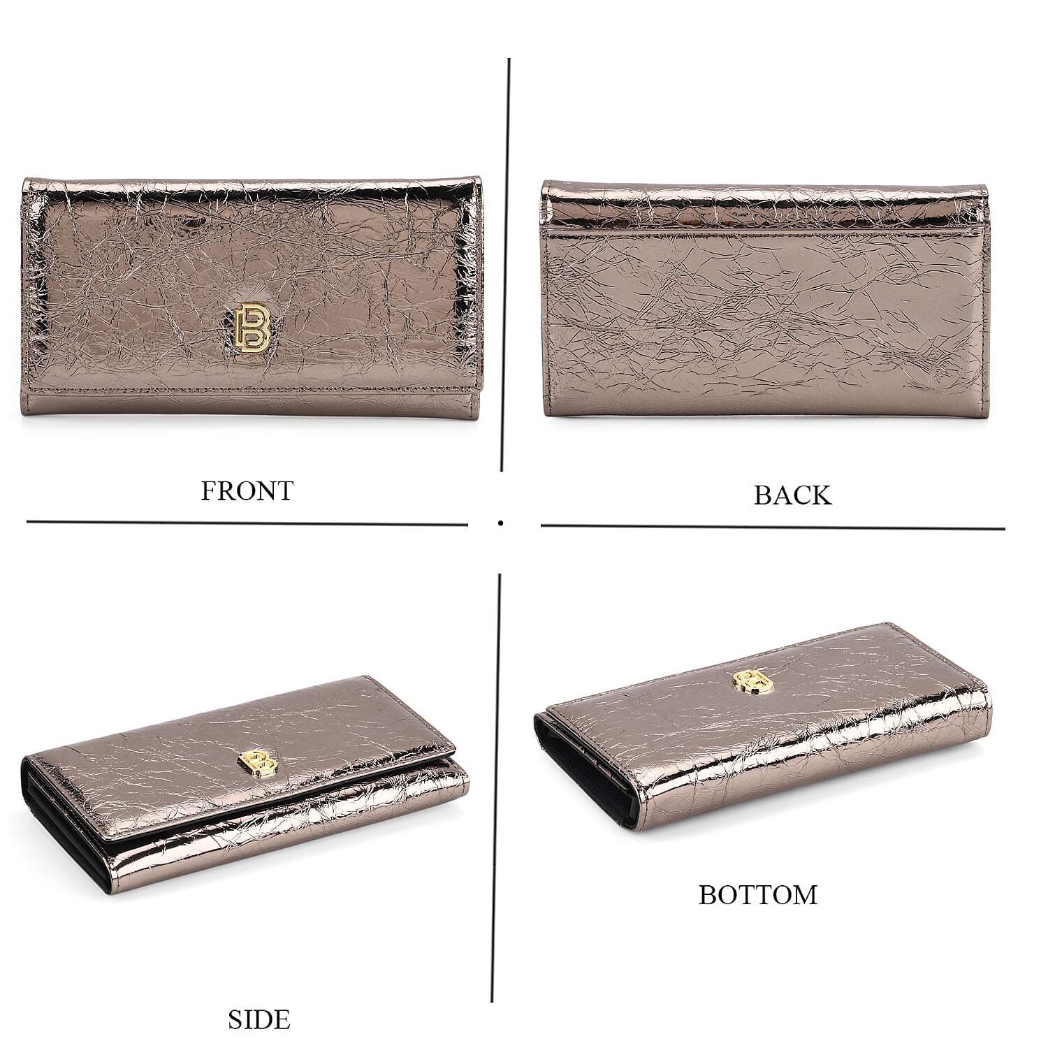 La Marey Signature Genuine Leather B Letterpress Clutch Bag with Long Chain V32530172 5