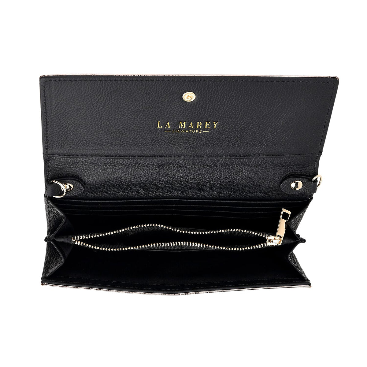 La Marey Signature Genuine Leather B Letterpress Clutch Bag with Long Chain V32530172 6