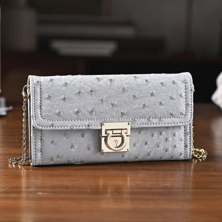 La Marey Signature Genuine Leather Sling Wallet with Built-in RFID with Chain Strap (120 cm) - Grey 8245142 2
