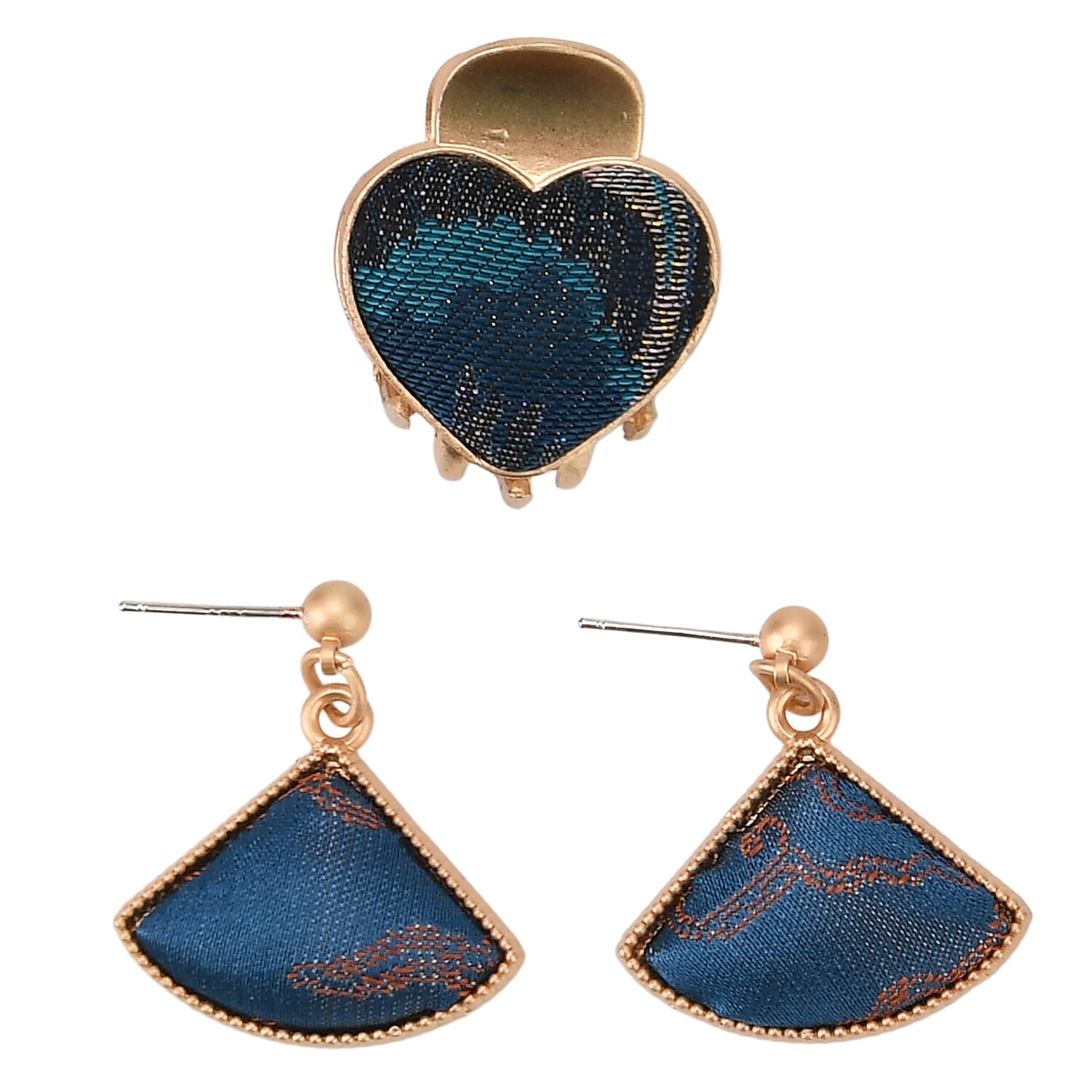 La Marey Signature Mulberry Silk Multicolour Hairpins &amp; Push Back Earring Set 4430740 0