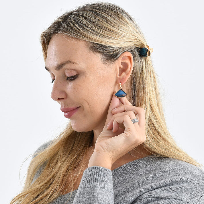 La Marey Signature Mulberry Silk Multicolour Hairpins &amp; Push Back Earring Set 4430740 2