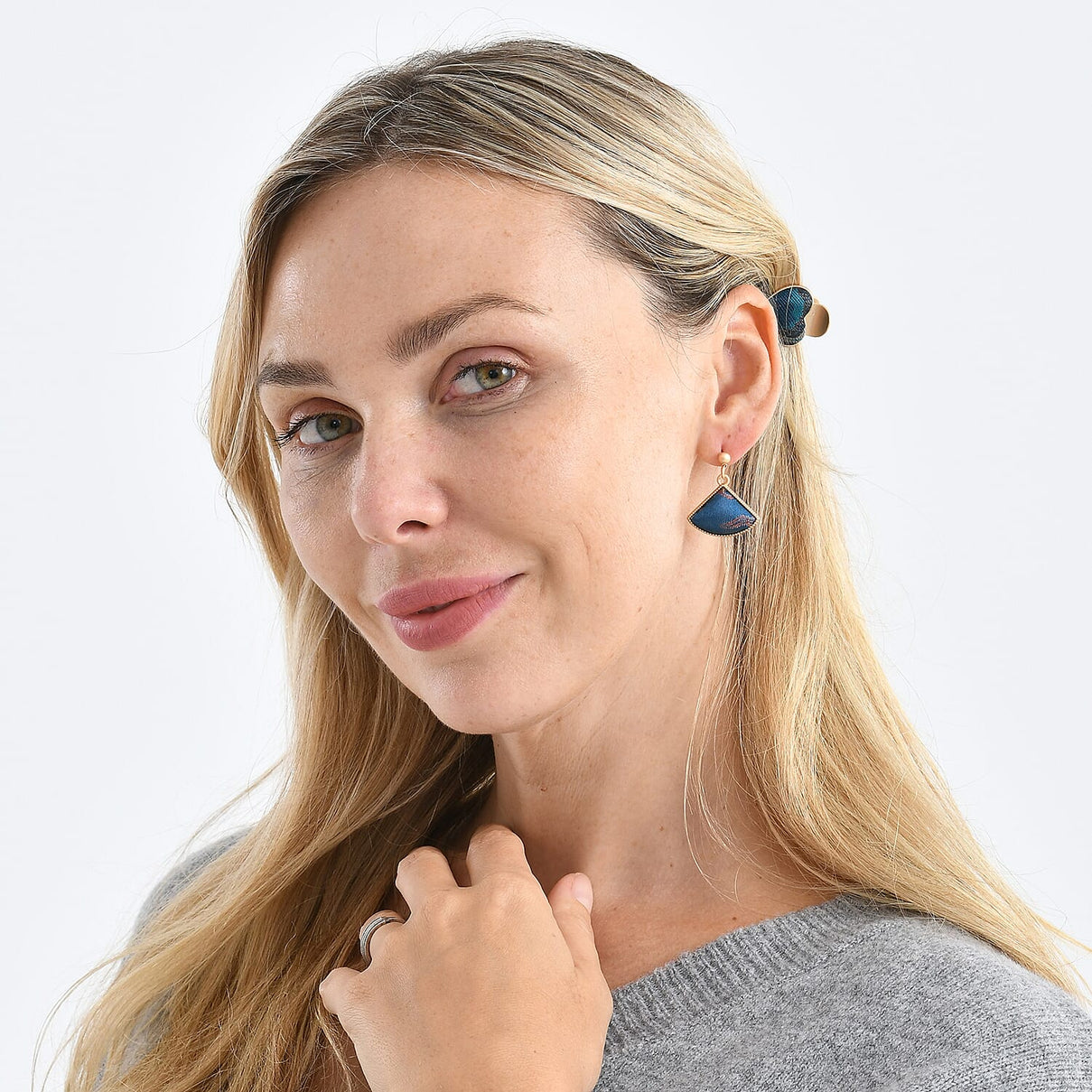 La Marey Signature Mulberry Silk Multicolour Hairpins &amp; Push Back Earring Set 4430740 3