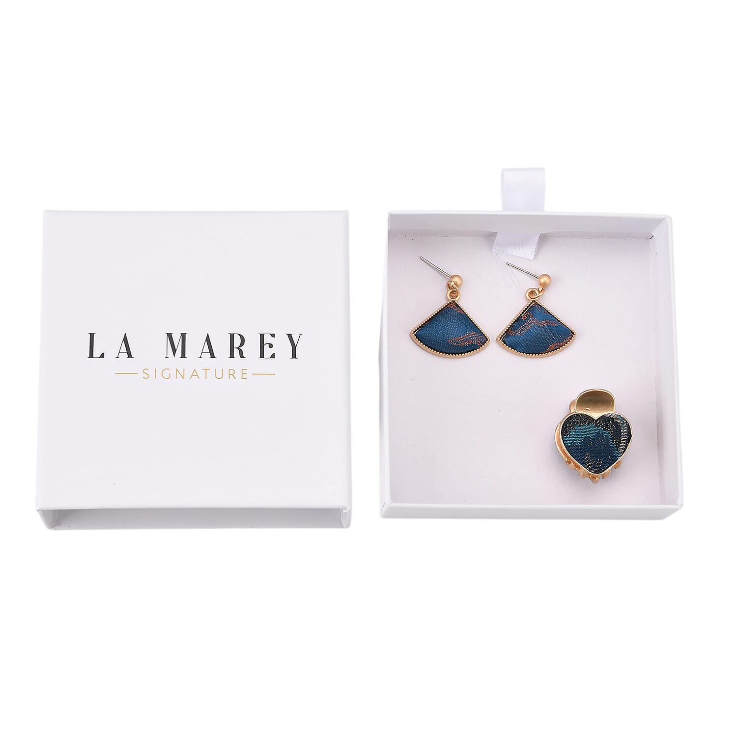 La Marey Signature Mulberry Silk Multicolour Hairpins &amp; Push Back Earring Set 4430740 9