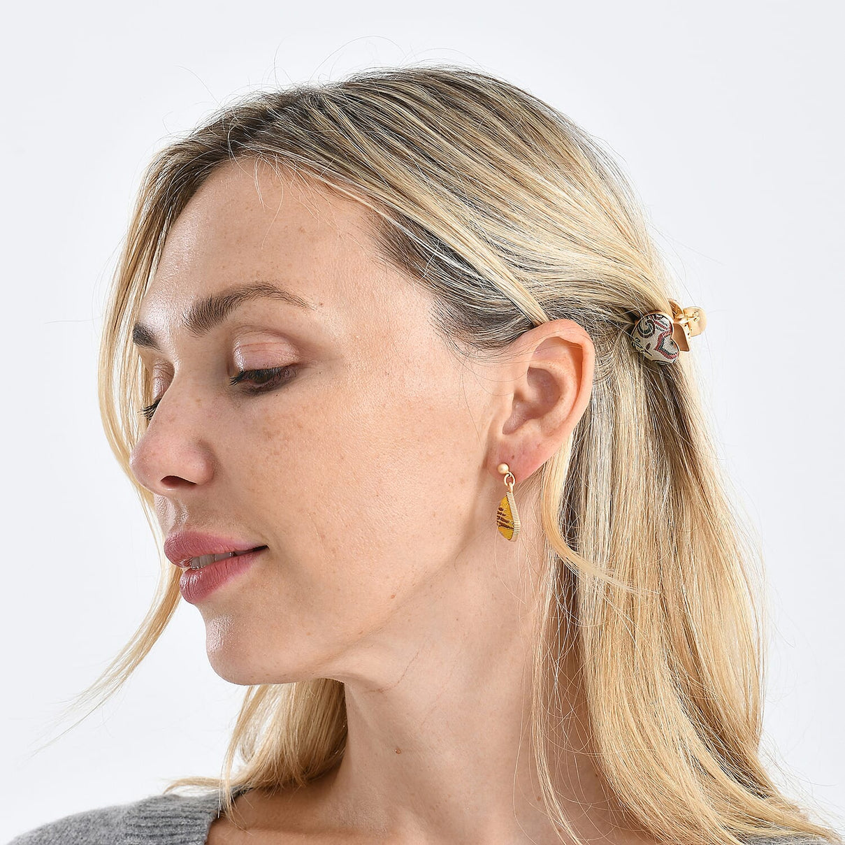 La Marey Signature Mulberry Silk Multicolour Hairpins &amp; Push Back Earring Set V32538074 4