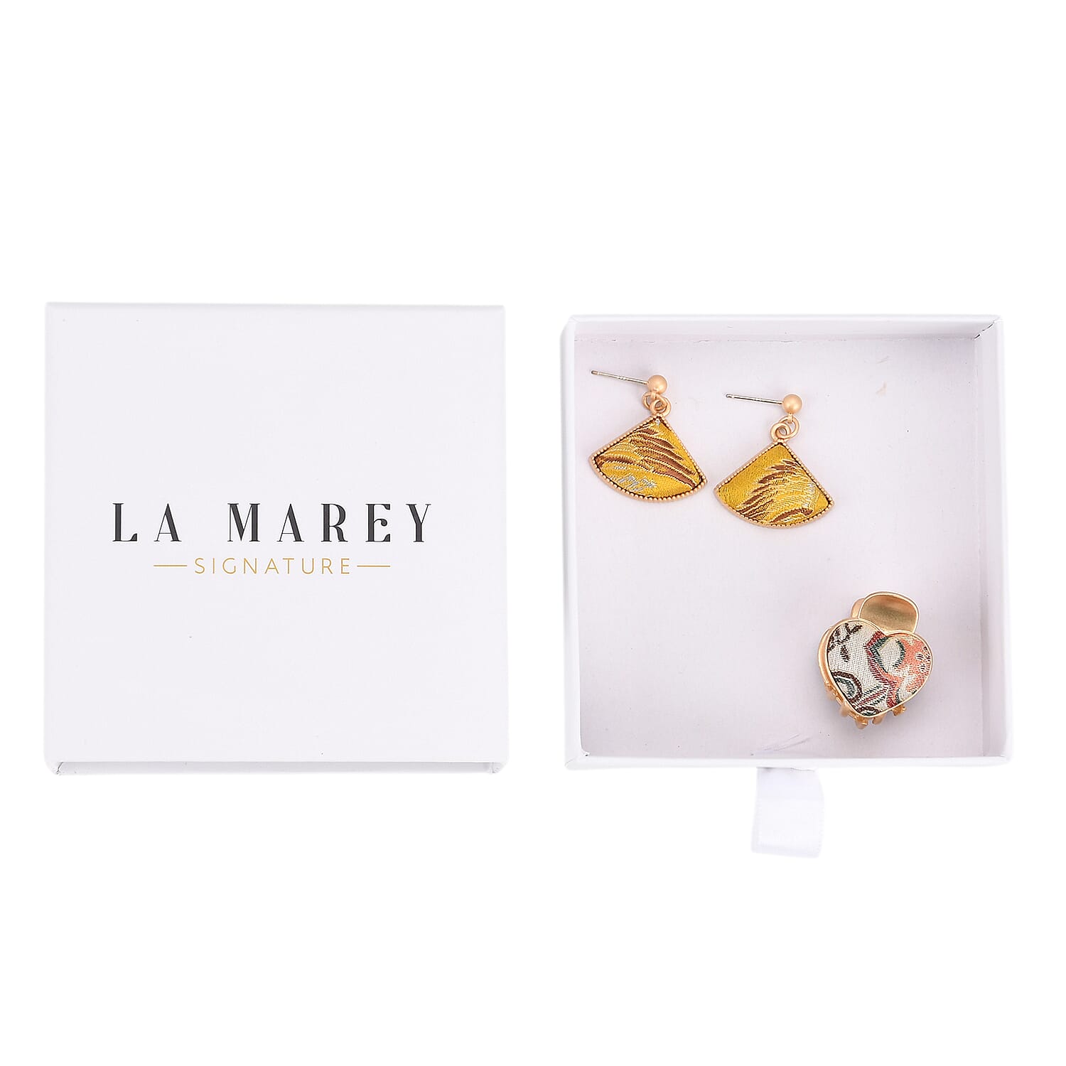 La Marey Signature Mulberry Silk Multicolour Hairpins &amp; Push Back Earring Set V32538074 9