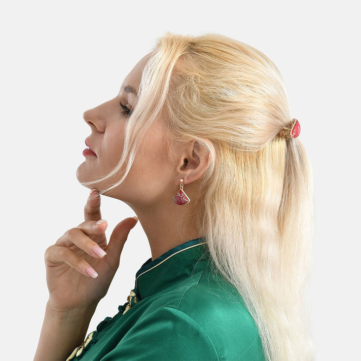 La Marey Signature Silk Multicolour Hairpins &amp; Push Back Earring Set 4430710 2