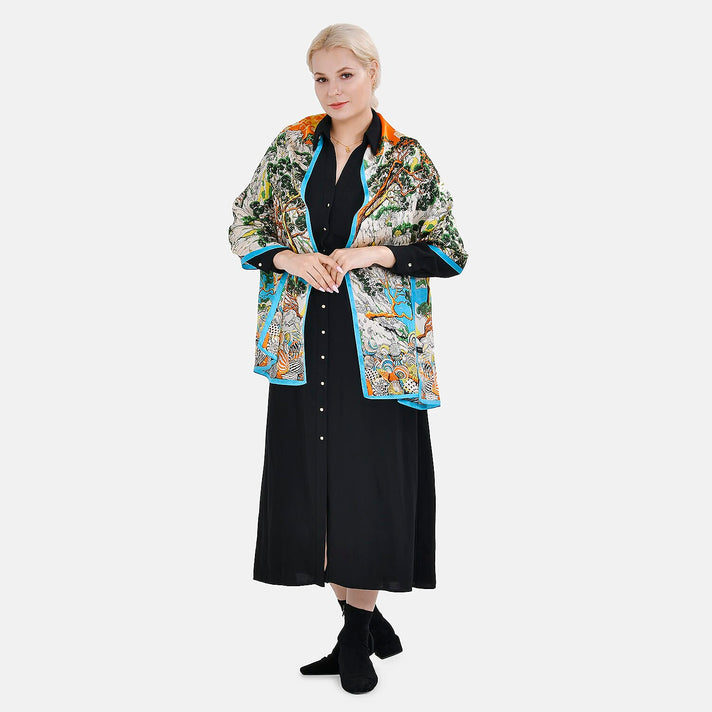 La Marey Silk Floral Scarf - Yellow and Yellow 7489988 1