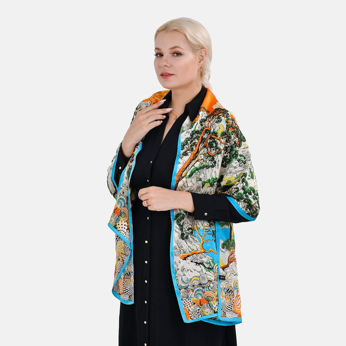 La Marey Silk Floral Scarf - Yellow and Yellow 7489988 2