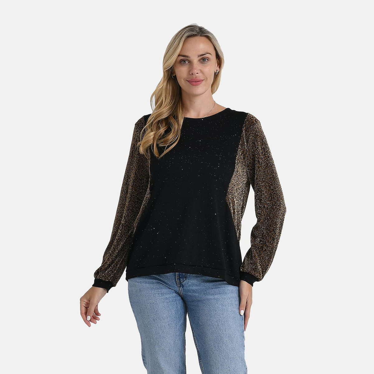 La Marey Glitter Sleeve Top V32551649 0