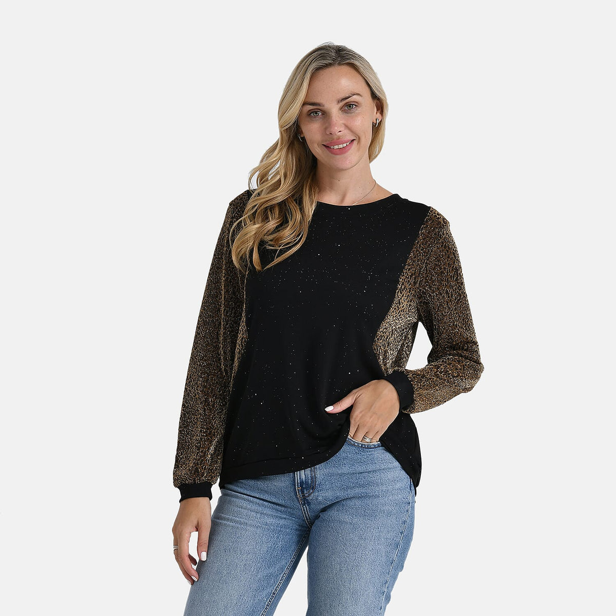La Marey Glitter Sleeve Top V32551649 3