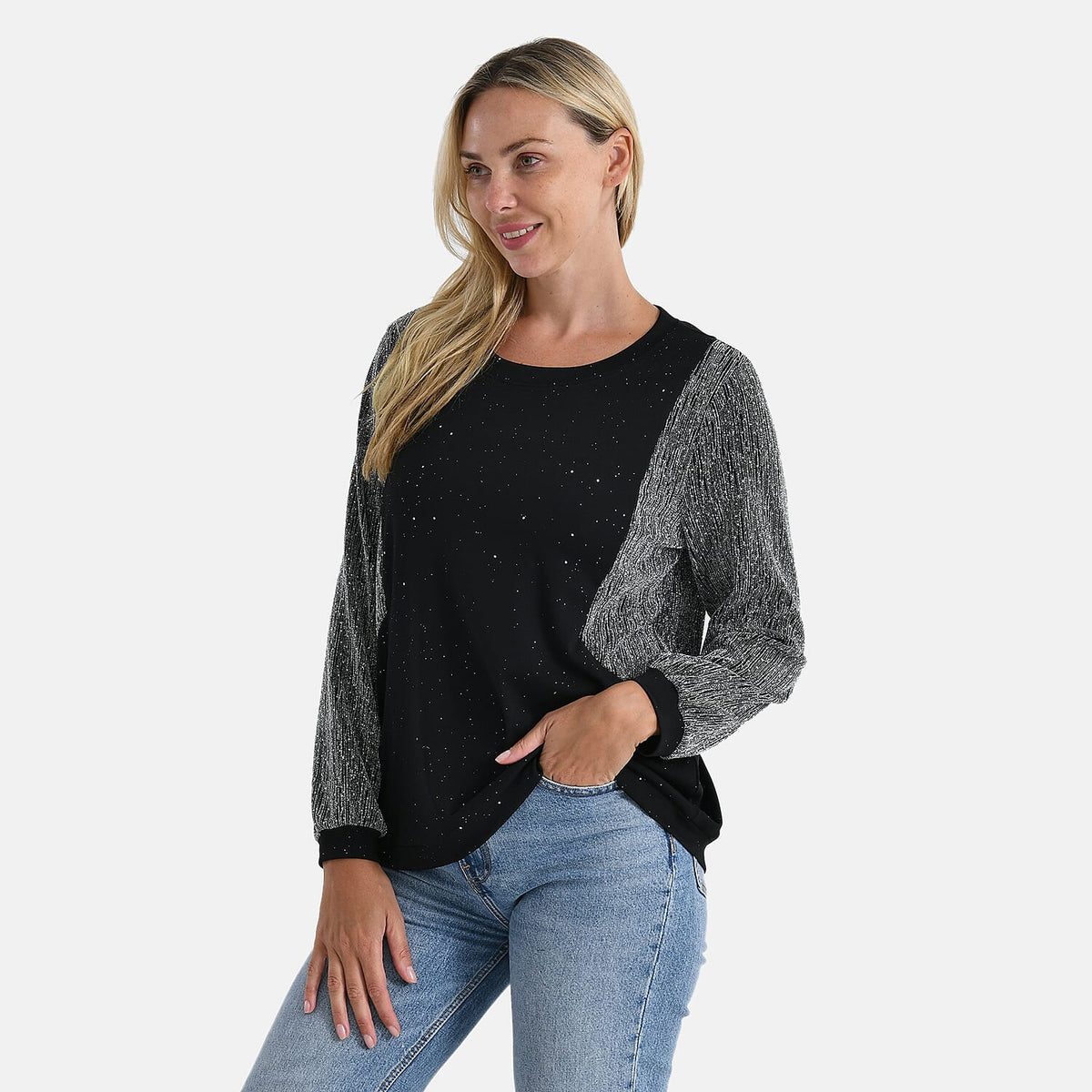 La Marey Glitter Sleeve Top V32701329 3