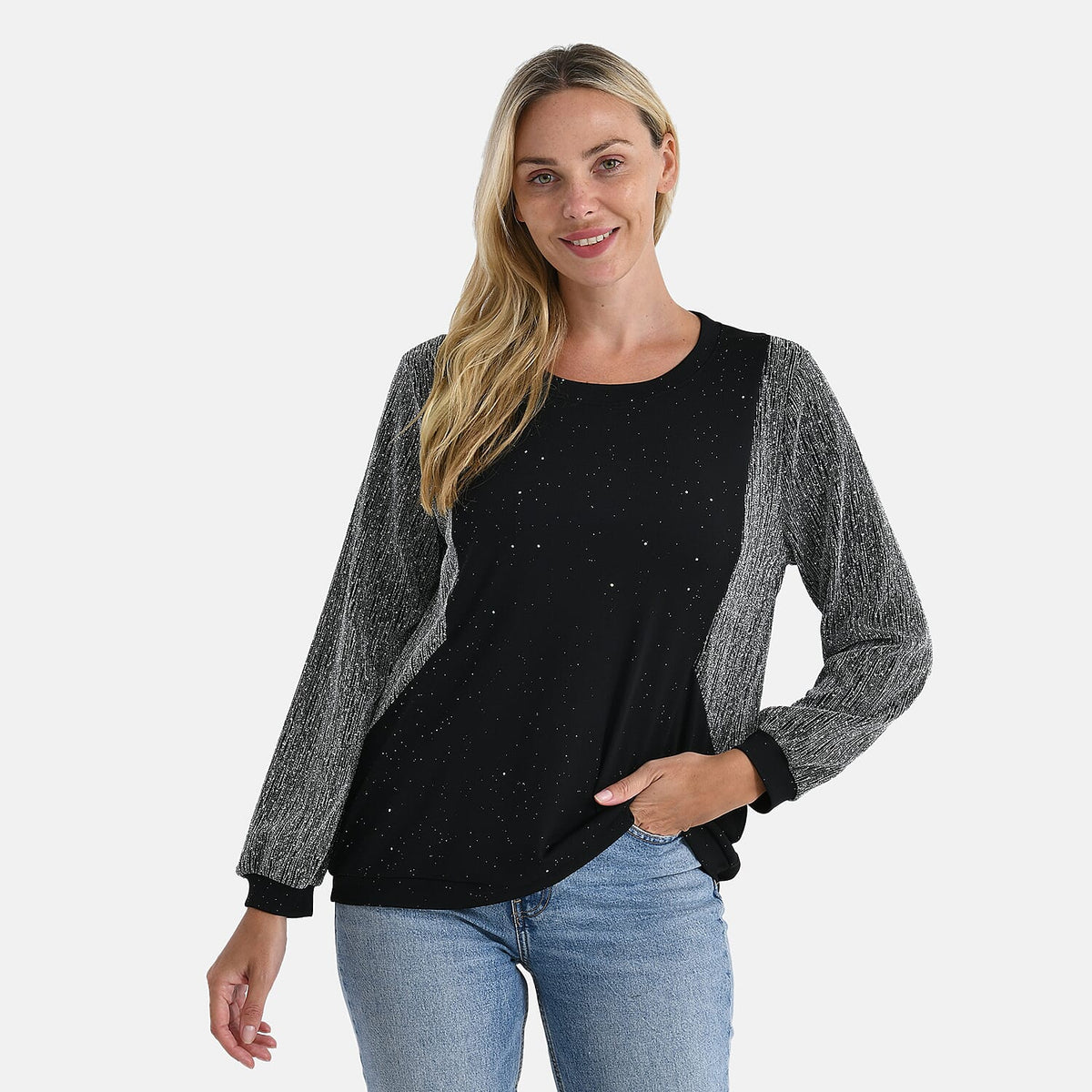 La Marey Glitter Sleeve Top V32701329 4