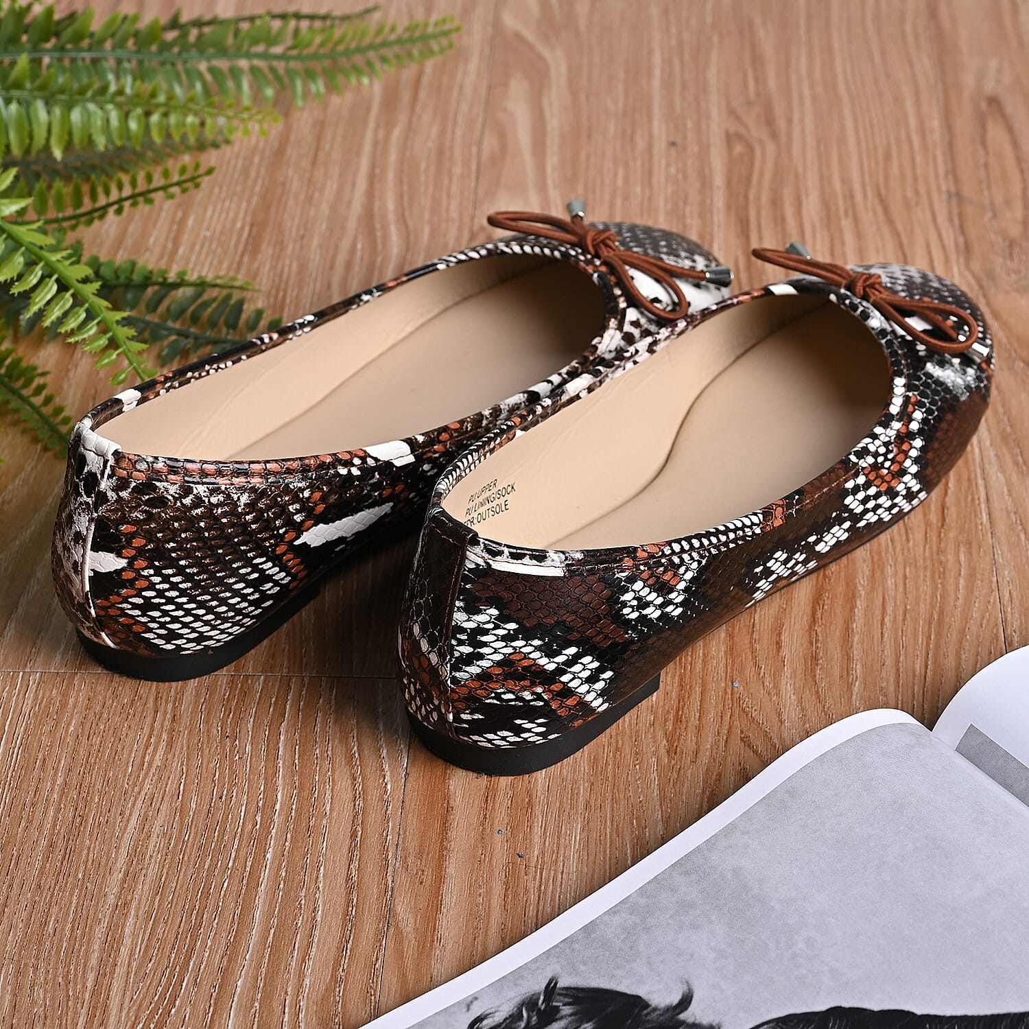 La Marey Snake Skin Pattern Women's Loafer Shoes - Black and Nude 3875516 2
