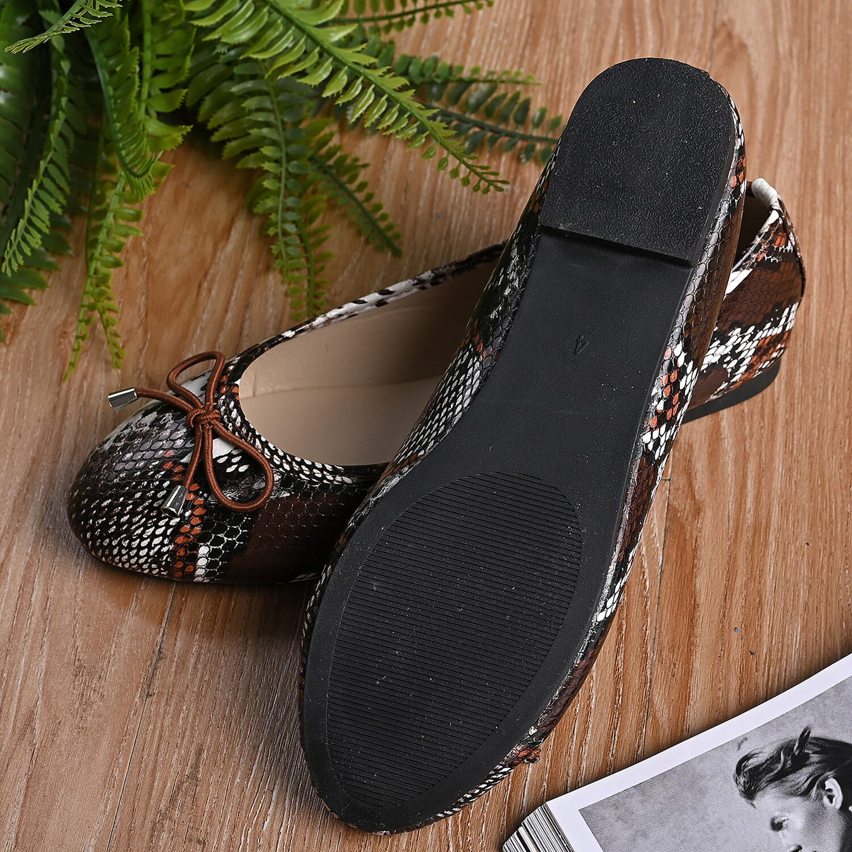 La Marey Snake Skin Pattern Women's Loafer Shoes - Black and Nude 3875516 3