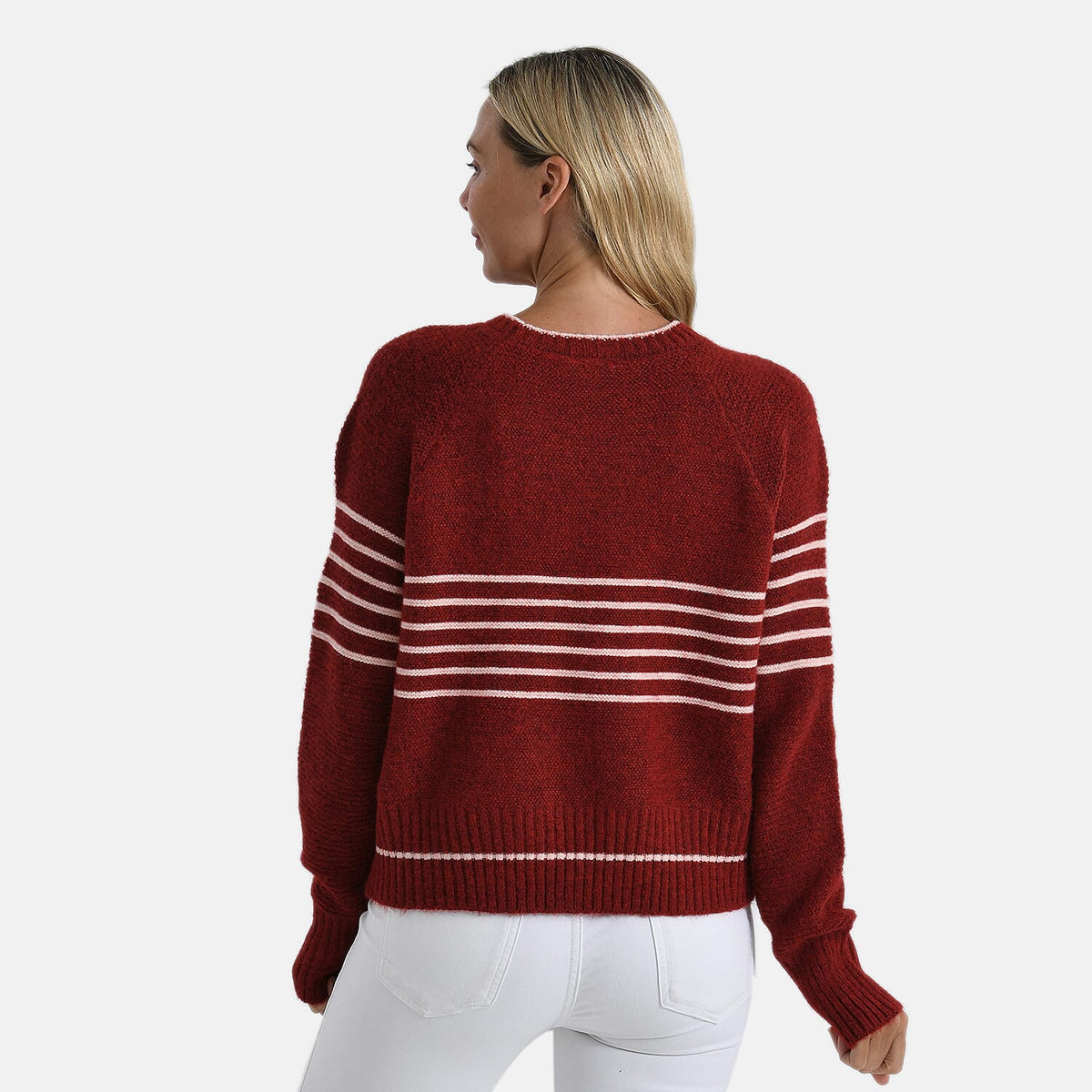 La Marey Soft Touch Striped Jumper (Size L) - Burgundy &amp; Pink V32557375 2