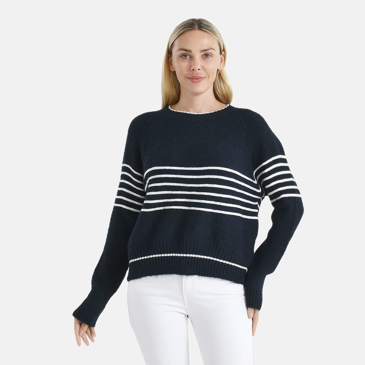 La Marey Soft Touch Striped Jumper (Size L) -  Navy &amp; White 8238645 0