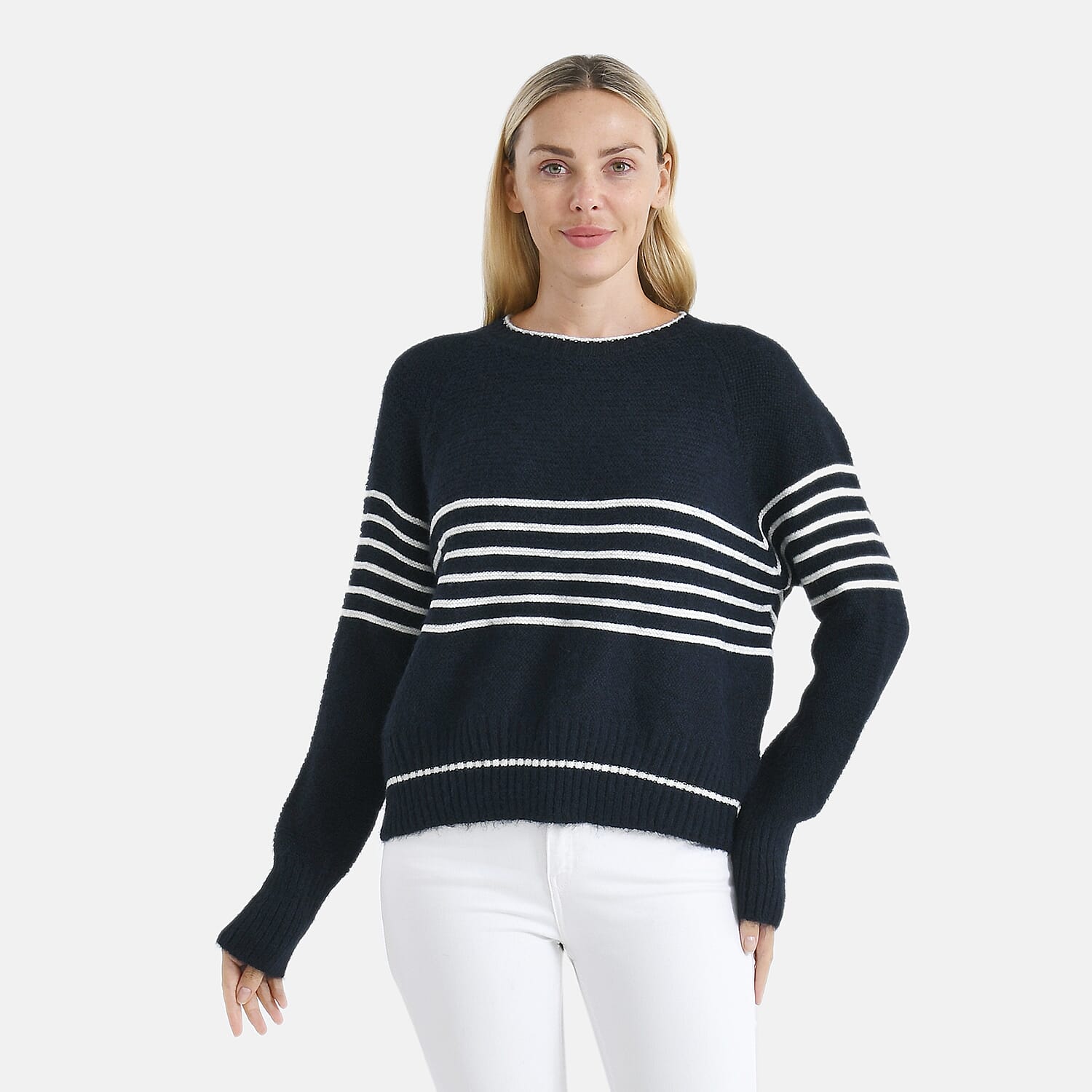 La Marey Soft Touch Striped Jumper (Size L) -  Navy &amp; White 8238645 0