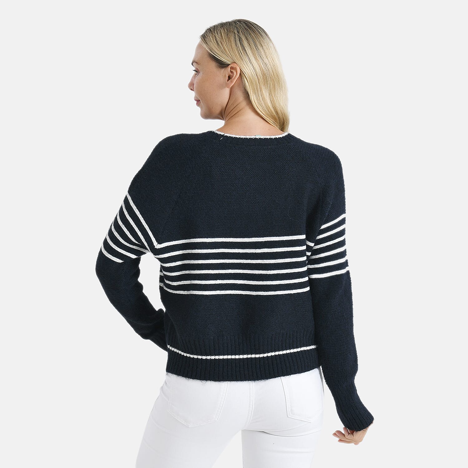 La Marey Soft Touch Striped Jumper (Size L) -  Navy &amp; White 8238645 2