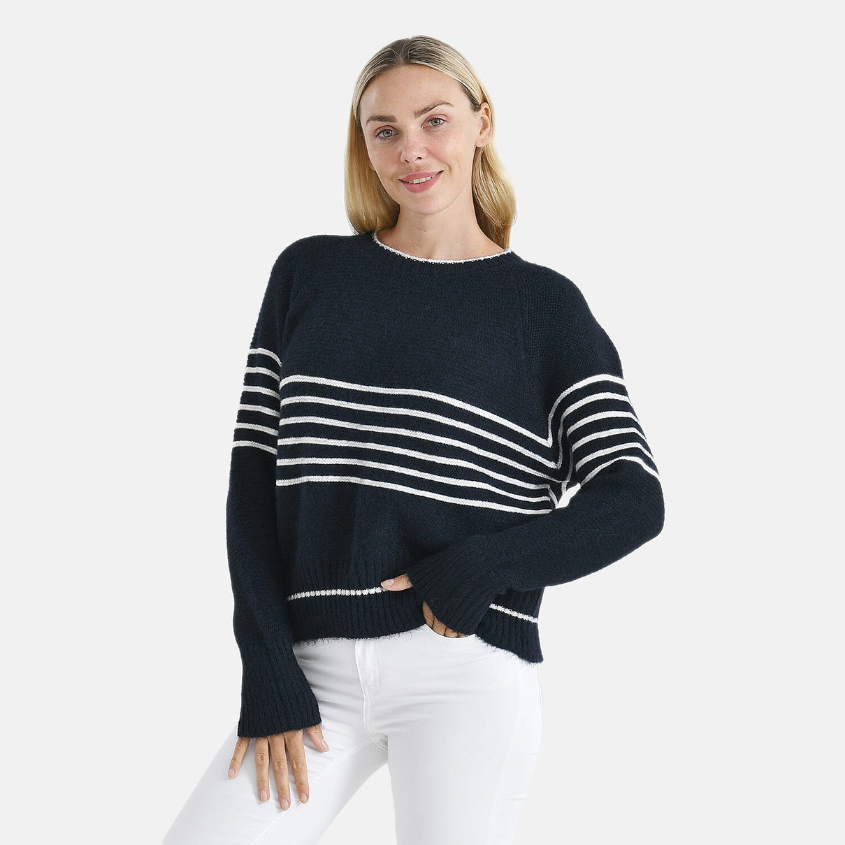 La Marey Soft Touch Striped Jumper (Size L) -  Navy &amp; White 8238645 3