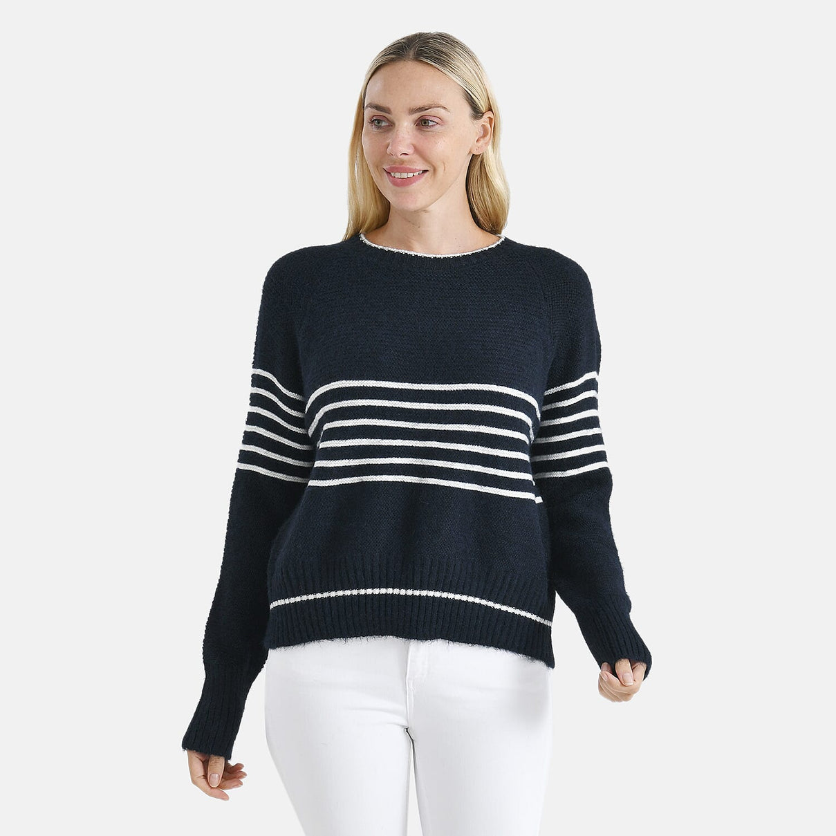 La Marey Soft Touch Striped Jumper (Size L) -  Navy &amp; White 8238645 4