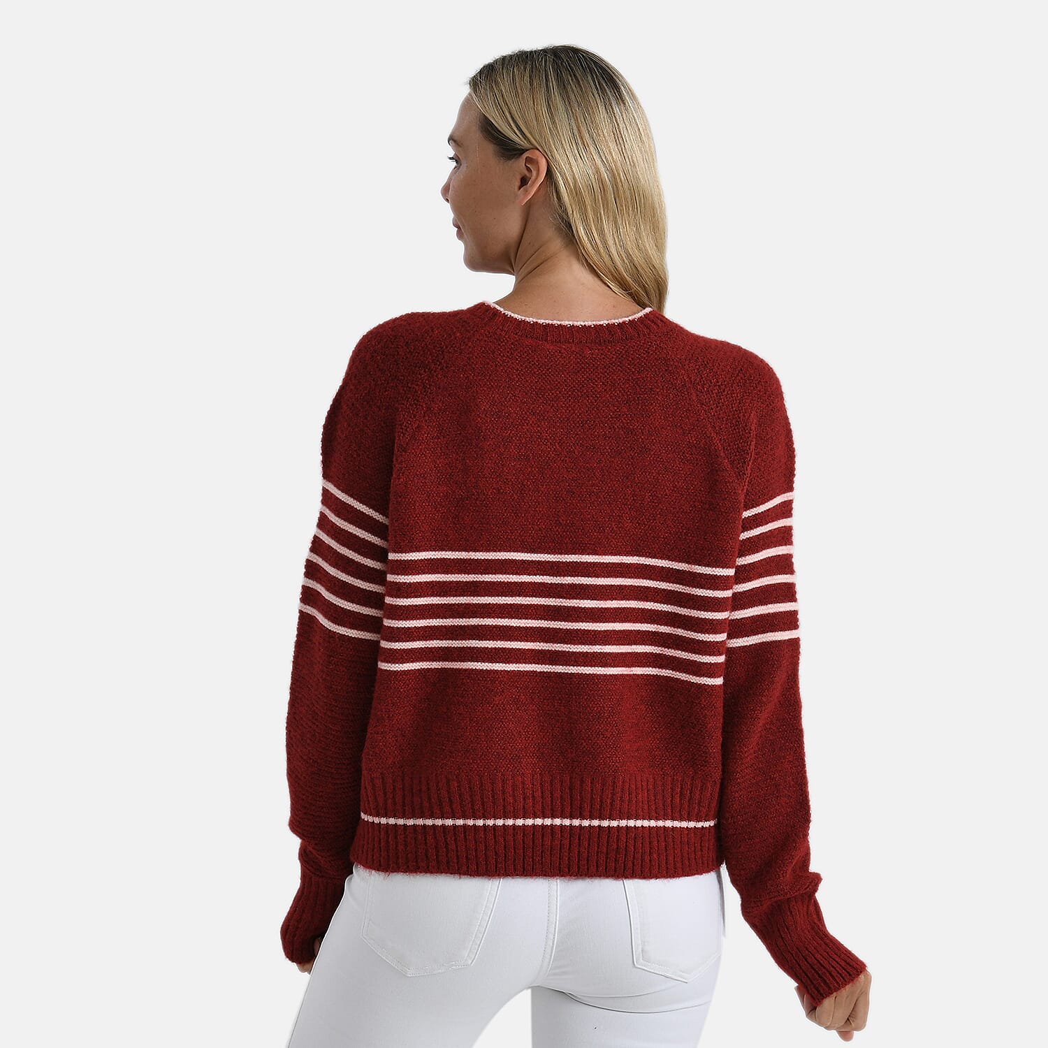 La Marey Soft Touch Striped Jumper (Size XL) - Burgundy &amp; Pink V32521124 2