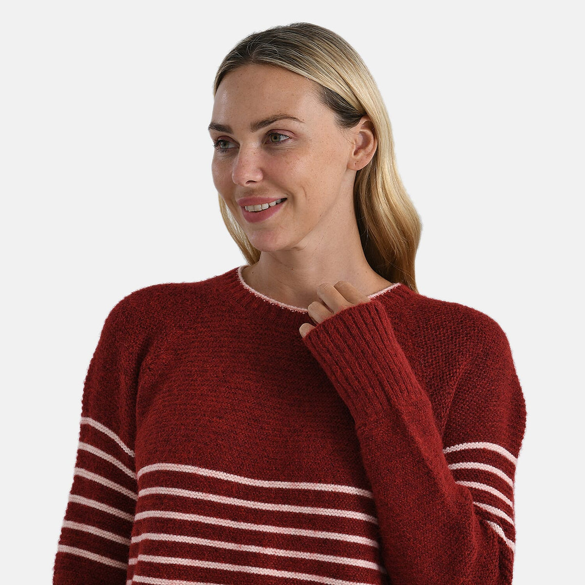 La Marey Soft Touch Striped Jumper (Size XL) - Burgundy &amp; Pink V32521124 5