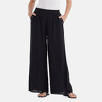 La Marey Casual Wide Leg Trousers with Elastic Waist (Size 16 to 18) - Black