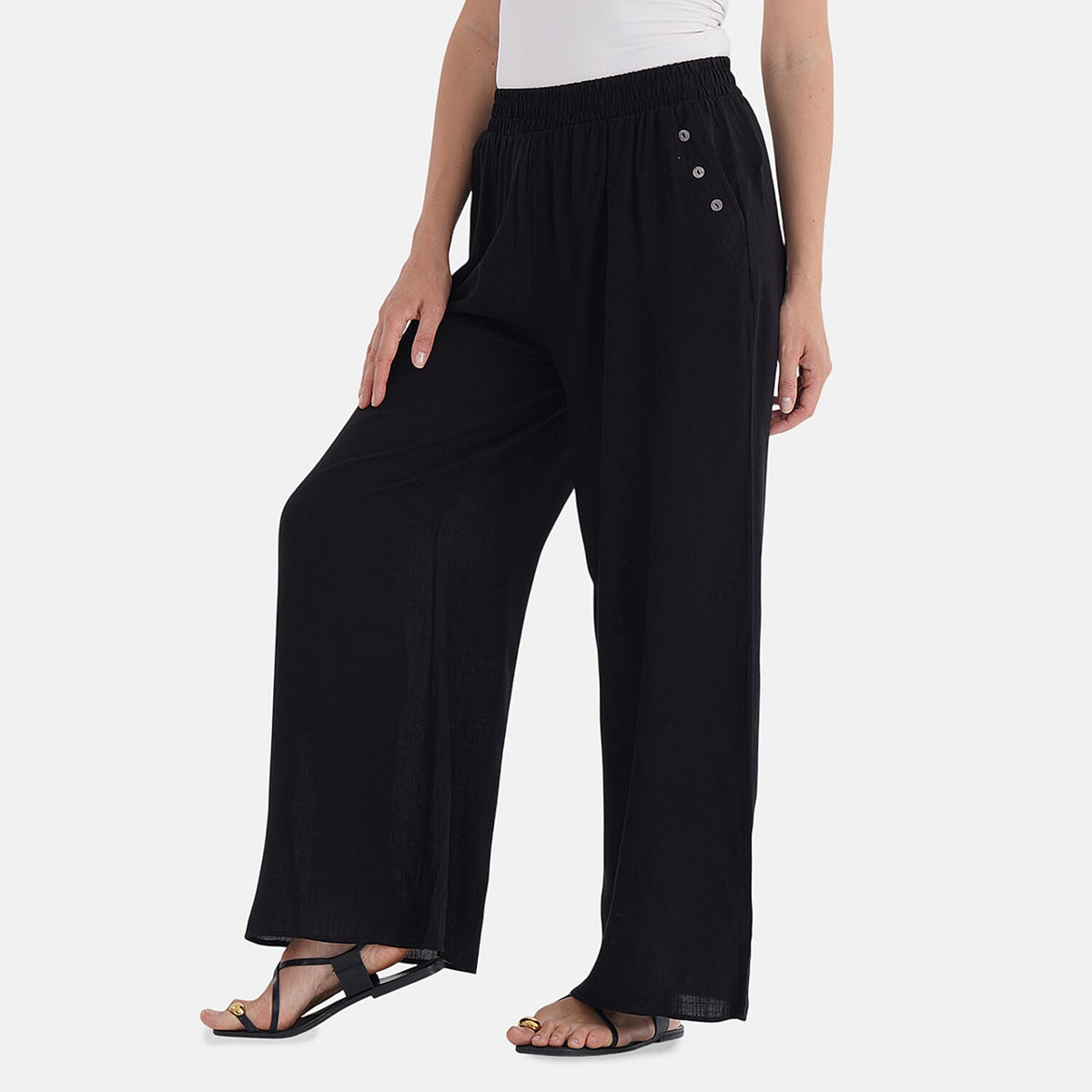 La Marey Casual Wide Leg Trousers with Elastic Waist (Size 16 to 18) - Black 8030379 3