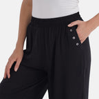 La Marey Casual Wide Leg Trousers with Elastic Waist (Size 16 to 18) - Black