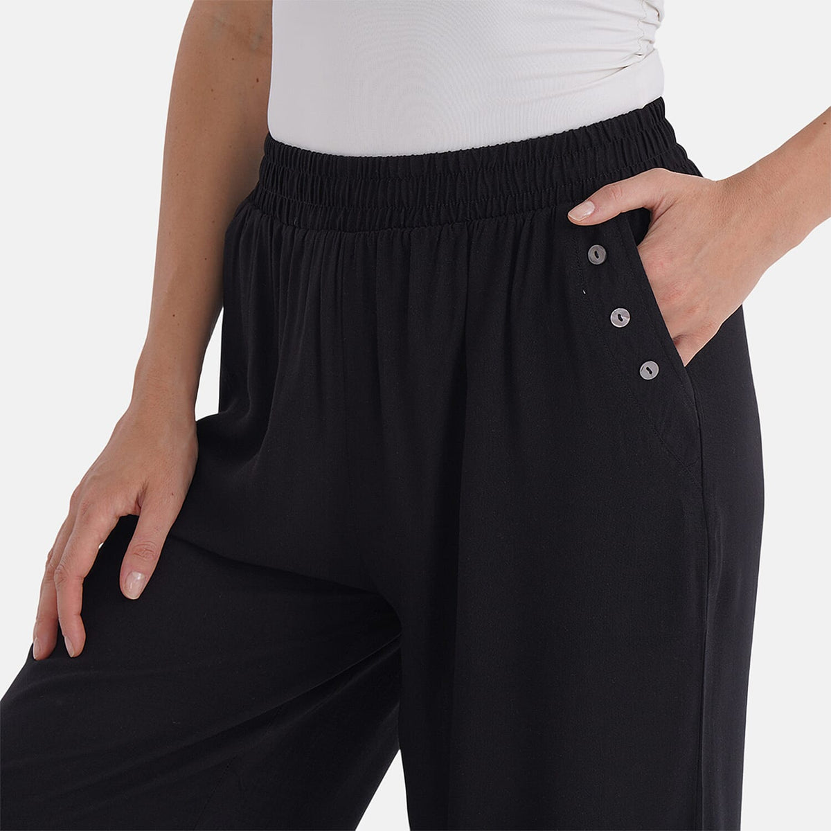 La Marey Casual Wide Leg Trousers with Elastic Waist (Size 16 to 18) - Black 8030379 5