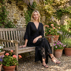 La Marey Soft Silk Touch Gathered Front Kaftan (Size - One Size) - Black