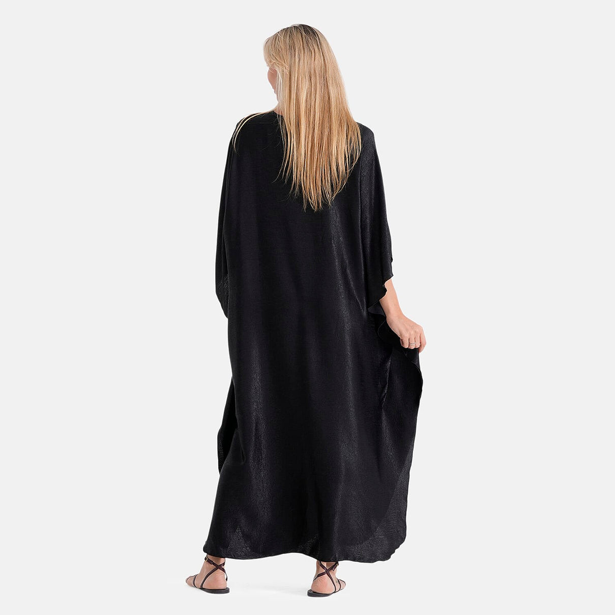 La Marey Soft Silk Touch Gathered Front Kaftan (Size 10-22) - Black 8481464 3