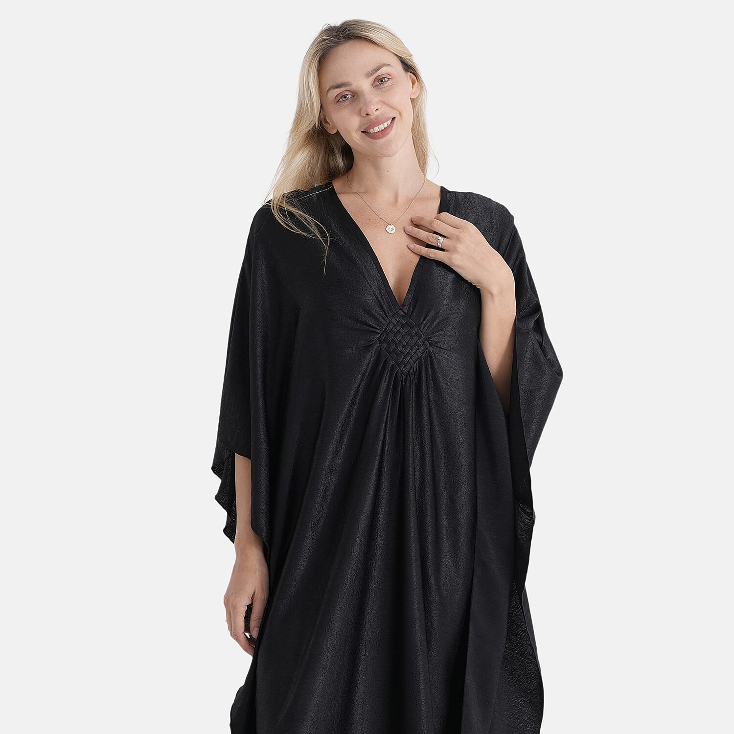 La Marey Soft Silk Touch Gathered Front Kaftan (Size 10-22) - Black 8481464 6