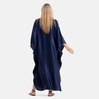 La Marey Soft Silk Touch Gathered Front Kaftan (Size - One Size) - Blue