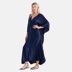 La Marey Soft Silk Touch Gathered Front Kaftan (Size - One Size) - Blue