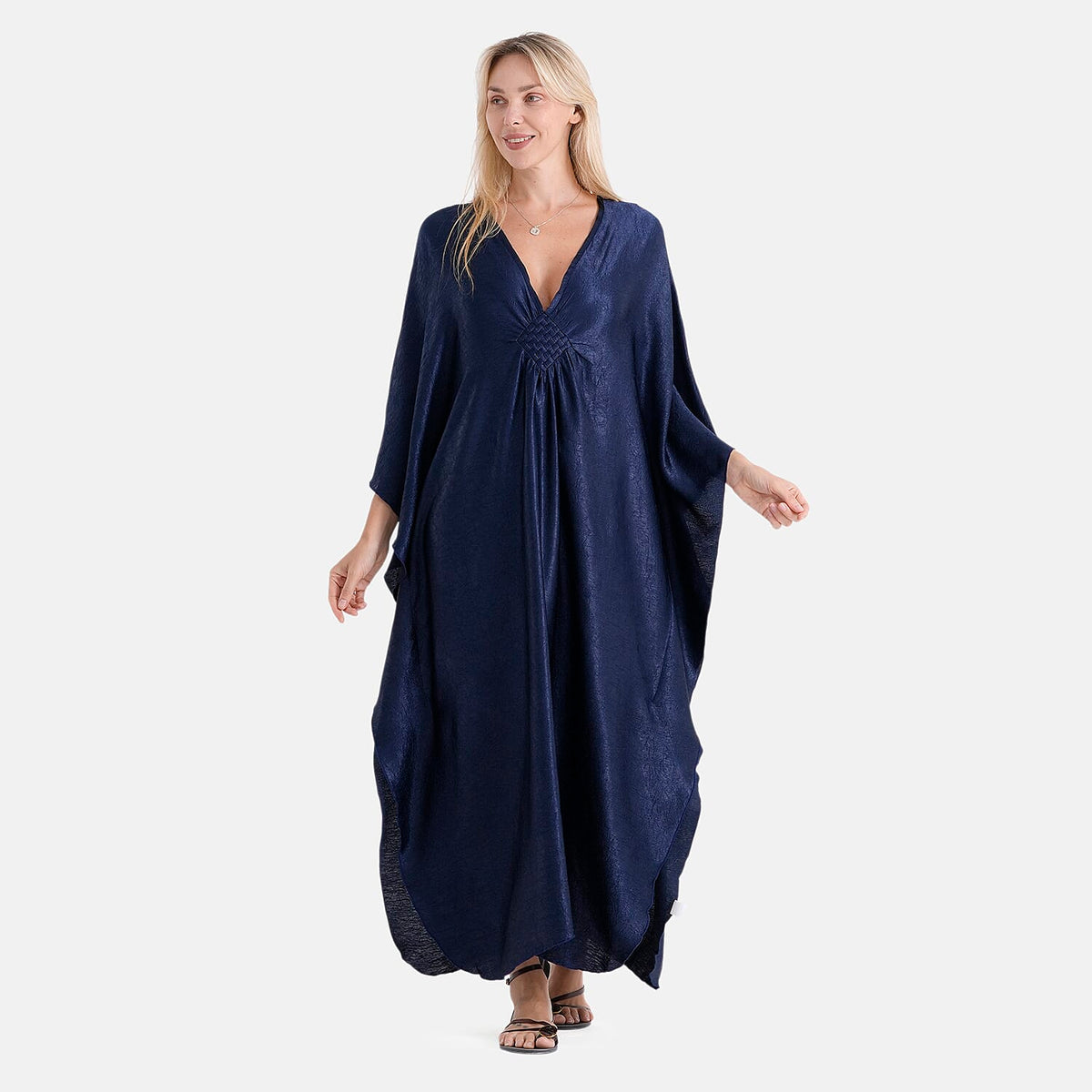 La Marey Soft Silk Touch Gathered Front Kaftan (Size 10-22) - Navy Blue V32589914 5