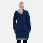 Limited Collection La Marey Cotton Blend Knitted Dress (Size L-XL) - Navy & Cream - Navy Cream & Cream