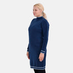 Limited Collection La Marey Cotton Blend Knitted Dress (Size L-XL) - Navy & Cream - Navy Cream & Cream