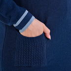 Limited Collection La Marey Cotton Blend Knitted Dress (Size L-XL) - Navy & Cream - Navy Cream & Cream