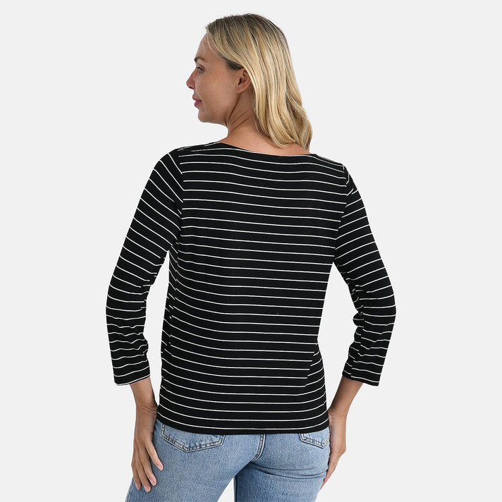 La Marey Striped Viscose Stretch T-shirt (Size XL) - Black &amp; White 8192750 2