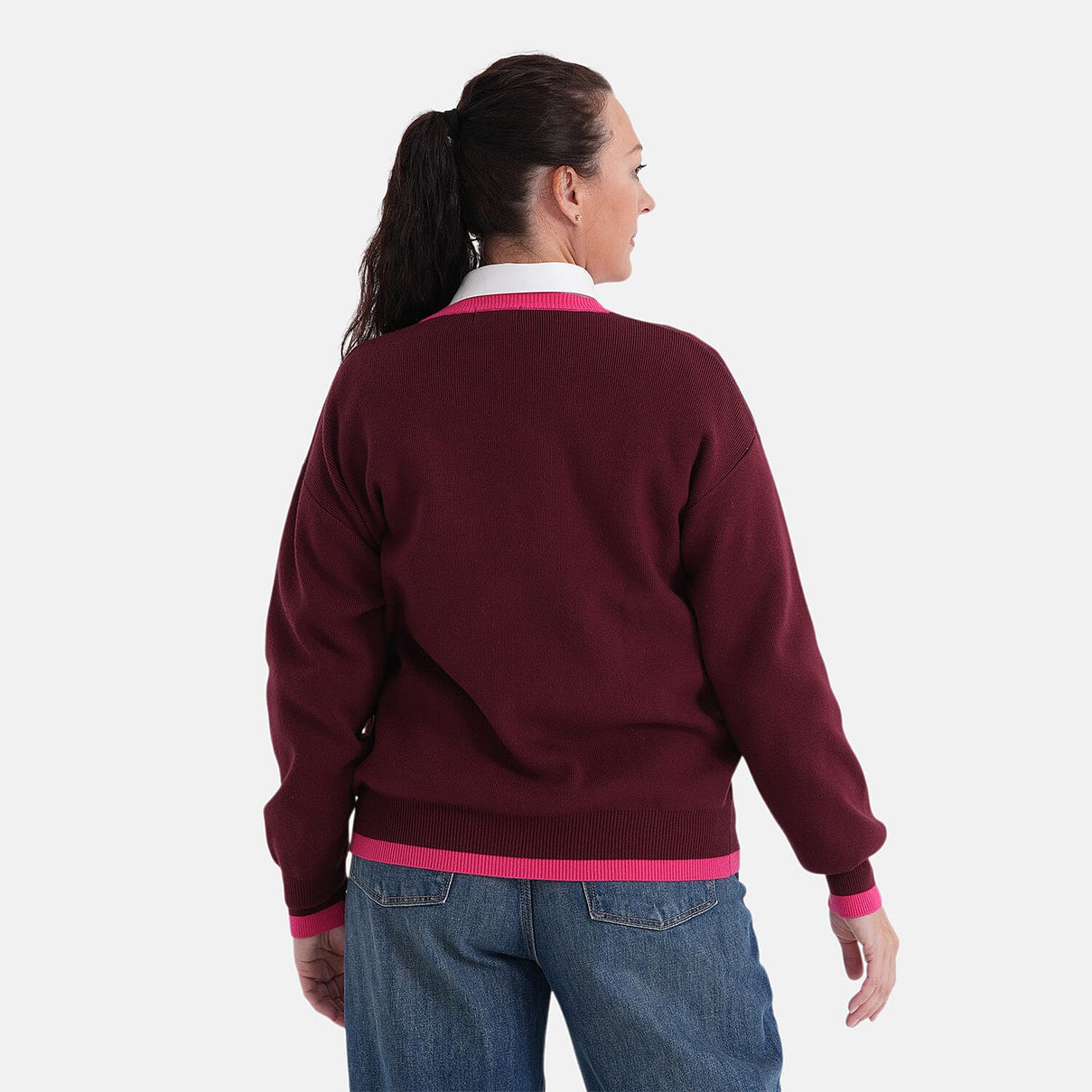 La Marey V-neck Cardigan (Size - L, 16-18) - Pink &amp; Burgundy 8300998 2