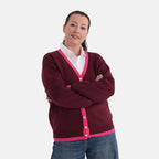 La Marey V-neck Cardigan (Size - L, 16-18) - Pink & Burgundy