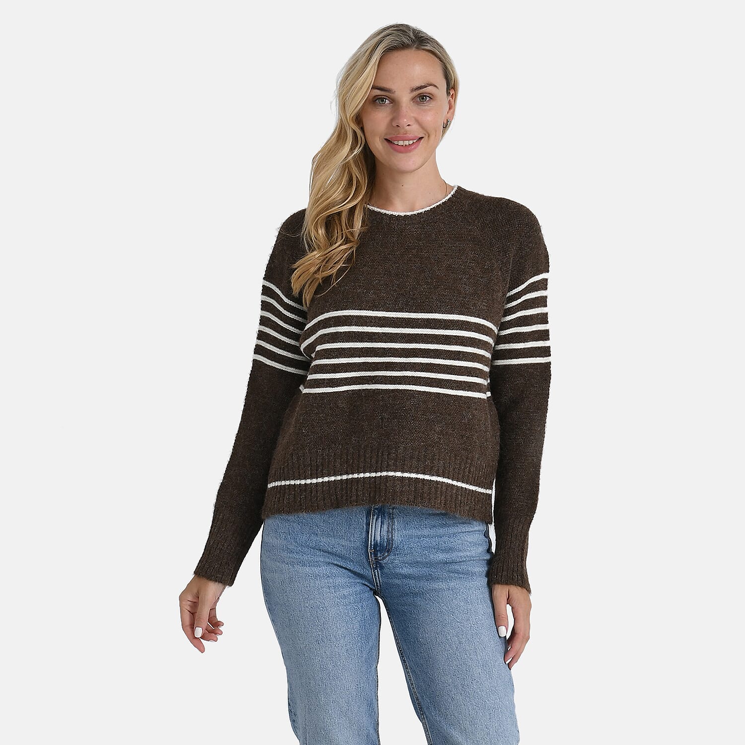 La Marey Striped Knitted Jumper (Size L) - Brown 8225731 0